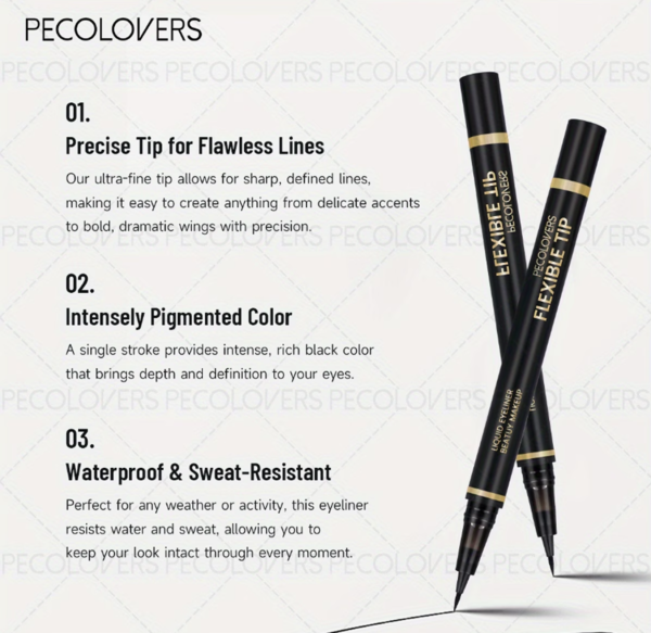 Stylo Eyeliner Liquide Noir Intense – Séchage Rapide, Waterproof et Longue Tenue pour Festivals