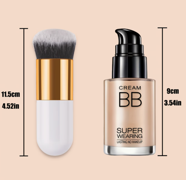 Set Teint Parfait BB Crème Fond de Teint Liquide et Pinceau Applicateur – Hydratation, Haute Tenue et Correcteur Matte