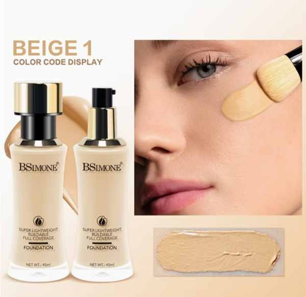 BSIMONE Fond de Teint Liquide Professionnel Haute Couvrance – Contrôle de l'Huile et Hydratation Longue Tenue