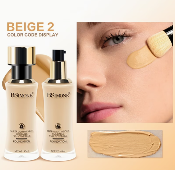 BSIMONE Fond de Teint Liquide Professionnel Haute Couvrance – Contrôle de l'Huile et Hydratation Longue Tenue