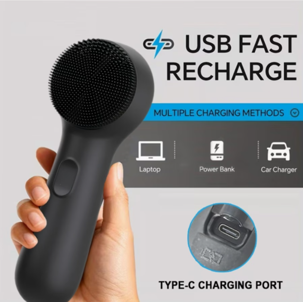 Brosse de Nettoyage Électrique Visage en Silicone – Masseur Vibrant et Nettoyeur de Points Noirs Rechargeable USB