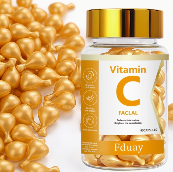 Sérum en Capsules Hydratant Profond Vitamine C et Collagène – Éclat et Fermeté, 90 Pièces