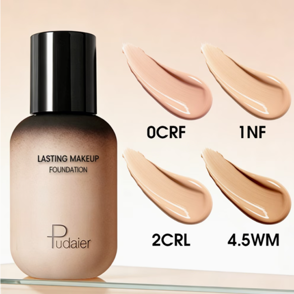Pudaier Lot de 2 Fond de Teint Liquide Magic Minerals – Brume Fixante Impeccable avec Pinceau Applicateur