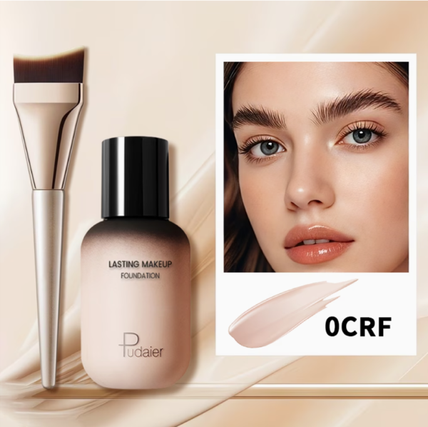 Pudaier Lot de 2 Fond de Teint Liquide Magic Minerals – Brume Fixante Impeccable avec Pinceau Applicateur