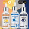Lot de 3 Sérums Visage Jour & Nuit – Vitamine C, Rétinol et Acide Hyaluronique Haute Performance