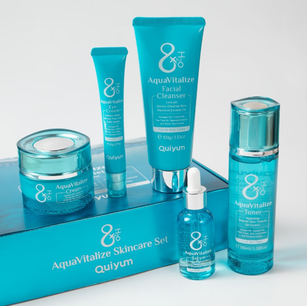 AquaVitalize Coffret Cadeau Soin de la Peau 5 Pièces – Routine Quotidienne Hydratante Hommes & Femmes