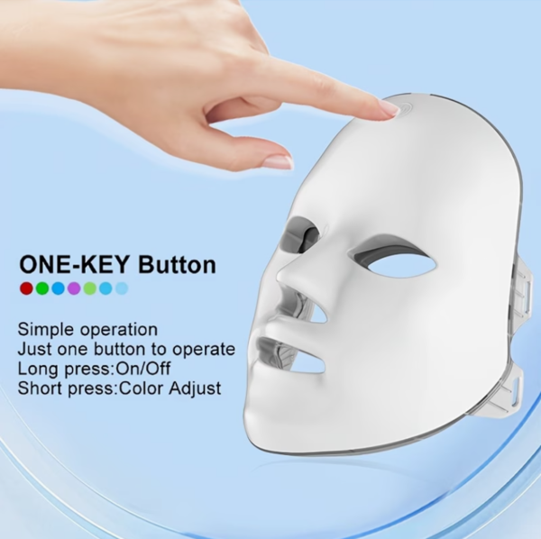 Masque Facial et Cou LED 7 Couleurs – Appareil de Beauté Haute Technologie 7 en 1 aux 60 Perles LED
