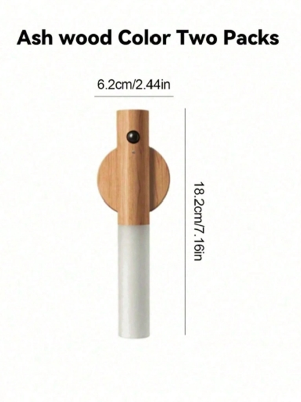 Lot de 2/3 Veilleuses à Détecteur de Mouvement en Bois – Appliques Murales LED Magnétiques & Rechargeables – Lampes Portables Sans Fil d'Intérieur pour Couloir, Escalier, Armoire, Placard & Chambre