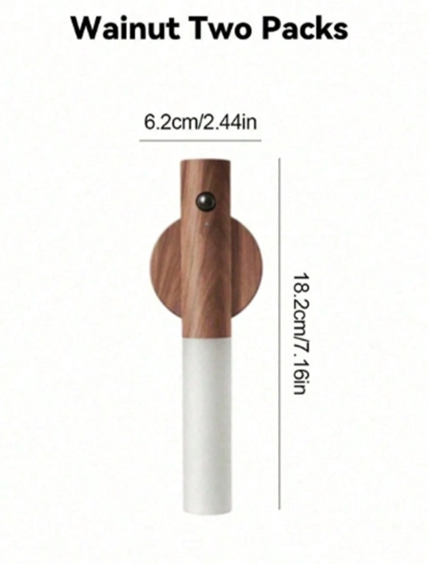 Lot de 2/3 Veilleuses à Détecteur de Mouvement en Bois – Appliques Murales LED Magnétiques & Rechargeables – Lampes Portables Sans Fil d'Intérieur pour Couloir, Escalier, Armoire, Placard & Chambre