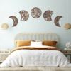 Ensemble de 5 Décorations Murales Phases de Lune en Bois – Ornement Mural Style Bohème & Nordique pour Au-Dessus du Lit, Chambre, Salon et Appartement