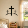 Rectangle 1016 (34) Enseigne Murale en Métal Noir 3 Croix du Calvaire – Décoration Murale Religieuse Foi Chrétienne, Croix à Suspendre Style Ferme pour Salon, Chambre et Cadeau de Pâques
