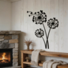 Rectangle 1016 (35) Sculpture Murale en Métal 2D Pissenlit – Art Mural Végétal en Fer pour Intérieur et Extérieur, Décoration Poétique pour Salon, Jardin, Balcon, Patio et Cadeau de Crémaillère