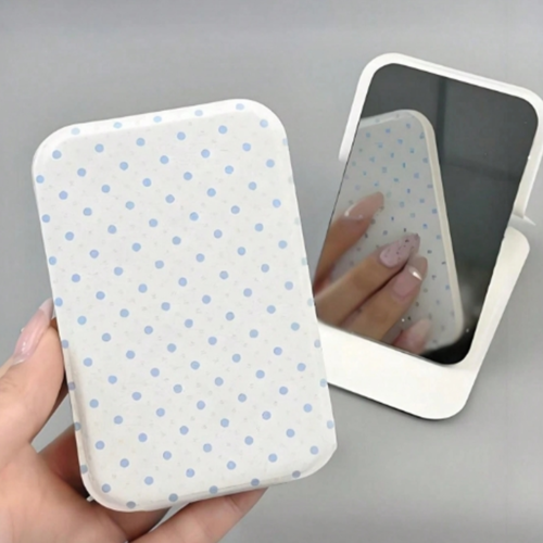 1. Nom du produit Miroir de Maquillage Portable à Main et Support de Bureau en Cuir PU – Mini Miroir Compact Pliable, Léger et Minimaliste pour Voyage, Maquillage Quotidien et Cadeau
