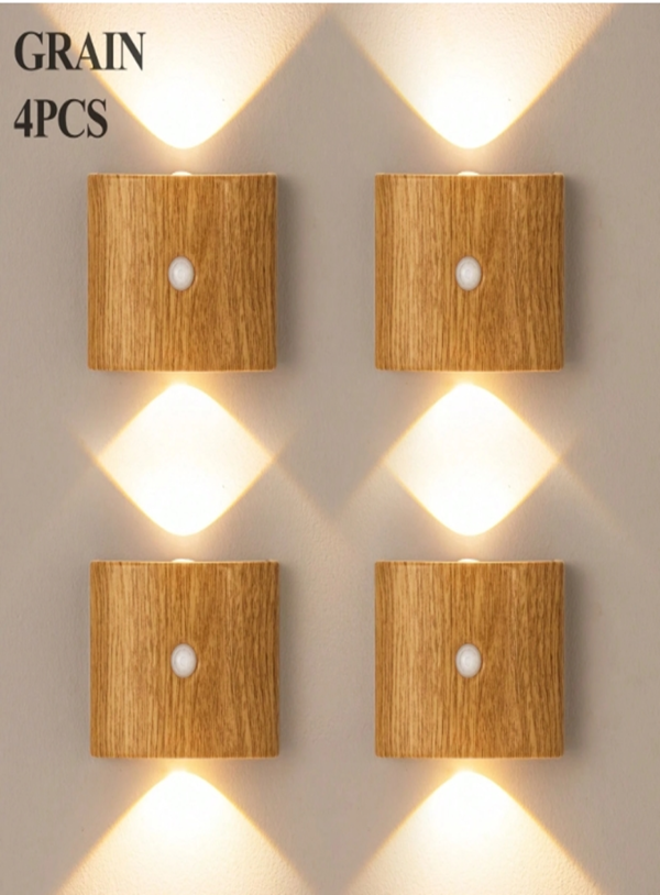 Lot de 2/4 Appliques Murales LED à Détecteur de Mouvement Double Tête – Veilleuse Intelligente à Capteur Magnétique Extérieur/Intérieur – Lampe Sans Fil sur Batterie avec Luminosité & Température de Couleur Ajustables pour Couloir, Escalier & Chambre