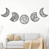 Ensemble de 5 Décorations Murales Phases de Lune en Bois – Ornement Mural Style Bohème & Nordique pour Au-Dessus du Lit, Chambre, Salon et Appartement