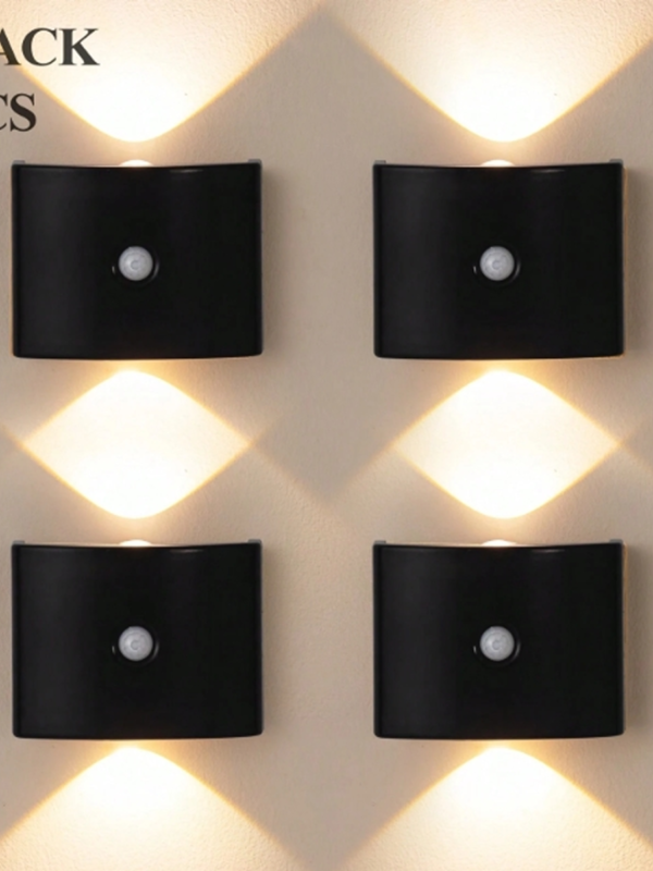 Lot de 2/4 Appliques Murales LED à Détecteur de Mouvement Double Tête – Veilleuse Intelligente à Capteur Magnétique Extérieur/Intérieur – Lampe Sans Fil sur Batterie avec Luminosité & Température de Couleur Ajustables pour Couloir, Escalier & Chambre