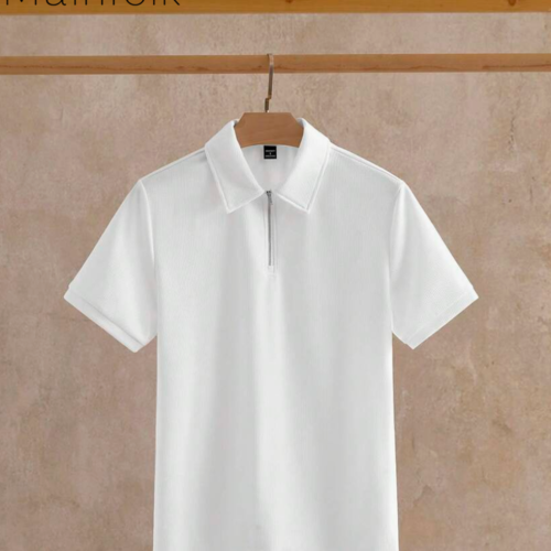 Rectangle 1020 Mainfolk Polo Homme à Col Zippé – Haut Casual Moderne et Élégant