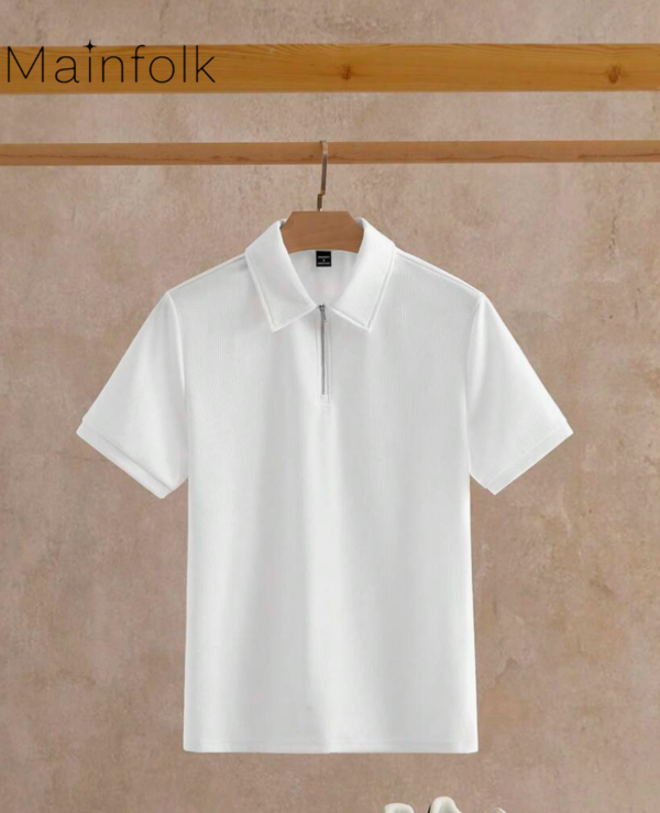Rectangle 1020 Mainfolk Polo Homme à Col Zippé – Haut Casual Moderne et Élégant