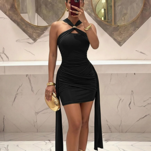 Slaydiva Robe Mini Moulante Femme – Robe