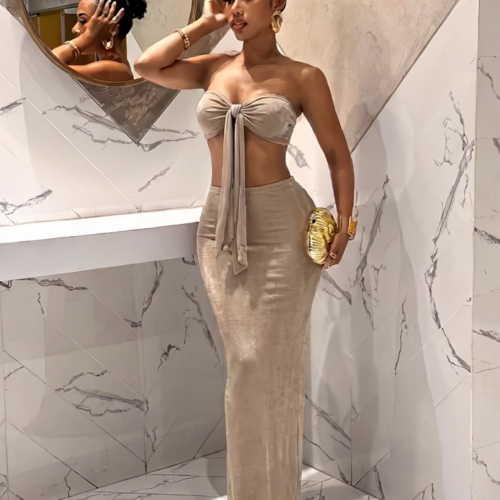 Slaydiva Top Femme Sans Bretelles en Maille