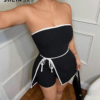 SXY Combinaison-Pantalon Femme Sans Manches – Tenue Décontractée à Garniture Contrastée