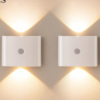 Lot de 2/4 Appliques Murales LED à Détecteur de Mouvement Double Tête – Veilleuse Intelligente à Capteur Magnétique Extérieur/Intérieur – Lampe Sans Fil sur Batterie avec Luminosité & Température de Couleur Ajustables pour Couloir, Escalier & Chambre