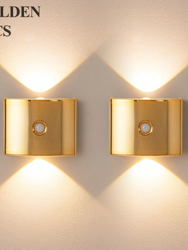 Lot de 2/4 Appliques Murales LED à Détecteur de Mouvement Double Tête – Veilleuse Intelligente à Capteur Magnétique Extérieur/Intérieur – Lampe Sans Fil sur Batterie avec Luminosité & Température de Couleur Ajustables pour Couloir, Escalier & Chambre