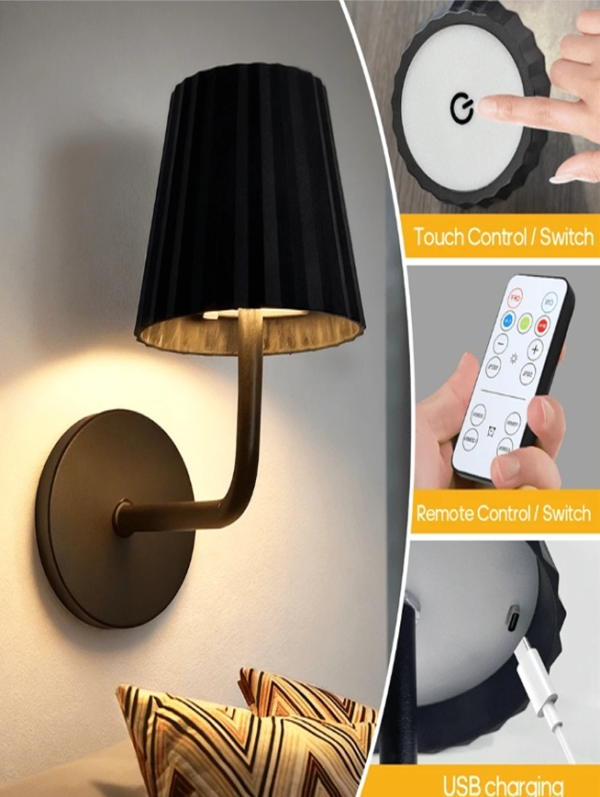 Lot de 1/2 Appliques Murales LED Rechargeables 1800mAh avec Télécommande & Tactile – Lampe Murale Moderne Dimmable avec Minuterie & 3 Températures de Couleur – Veilleuse Sans Fil Magnétique pour Chambre, Salon & Couloir