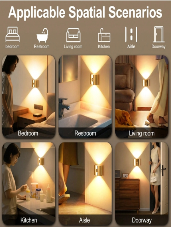 Lot de 2/4 Appliques Murales LED à Détecteur de Mouvement Double Tête – Veilleuse Intelligente à Capteur Magnétique Extérieur/Intérieur – Lampe Sans Fil sur Batterie avec Luminosité & Température de Couleur Ajustables pour Couloir, Escalier & Chambre