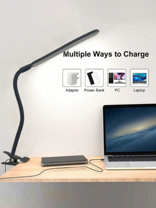 Lampe de Bureau LED à Bras Articulé & Col de Cygne Flexible – Lumière de Travail Protectrice pour les Yeux avec Interrupteur & Alimentation USB – Lampe d'Architecte Professionnelle pour Bureau à Domicile & Études