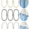 Lot de 10/30 Crochets et Anneaux Décoratifs Ovals Anti-Rouille pour Rideau de Douche – Anneaux Pivoteurs en Métal Inoxydable pour Salle de Bain – Noir, Doré ou Argent