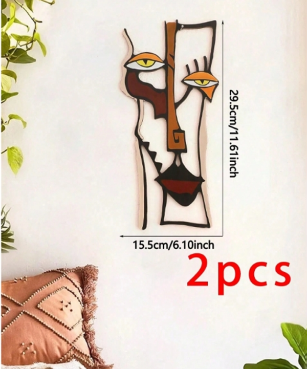 Rectangle 14 (11) Ensemble de 3 Tableaux Affiches Visages Abstraits Cubistes – Décoration Murale Géométrique Color Block & Line Art Bohème Style Mid-Century pour Salon, Chambre et Intérieur Moderne