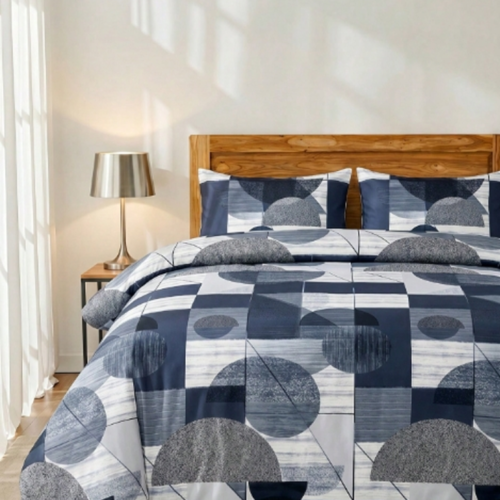 Parure de Lit 2/3 Pièces avec Housse de Couette à Motif Carreaux Bleu Marine – Parure Respirante & Ultra-Douce Toutes Saisons (1 Housse + 1 ou 2 Taies d'Oreiller) – Ensemble de Literie Modeste pour Chambre & Rentrée Scolaire