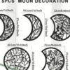 Ensemble de 5 Décorations Murales Phases de Lune en Bois – Ornement Mural Style Bohème & Nordique pour Au-Dessus du Lit, Chambre, Salon et Appartement