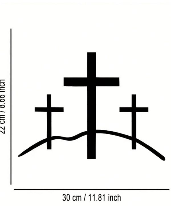 Rectangle 14 (17) Enseigne Murale en Métal Noir 3 Croix du Calvaire – Décoration Murale Religieuse Foi Chrétienne, Croix à Suspendre Style Ferme pour Salon, Chambre et Cadeau de Pâques