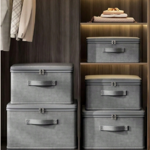 Grande Boîte de Rangement Souple & Pliable Grise – Sac d'Organisation Polyvalent avec Poignées Renforcées – Bac Anti-Poussière pour Vêtements de Saison, Décorations d'Automne, Fêtes & Rangement Maison