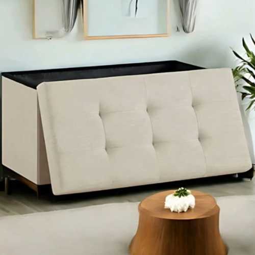 Banc de Rangement Rembourré Multifonction – Meuble de Rangement avec Coffre & Assise Confortable – Banquette Capitonnée pour Entrée, Chambre & Salon