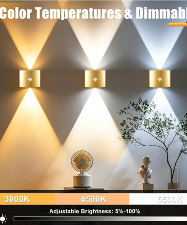 Lot de 2/4 Appliques Murales LED à Détecteur de Mouvement Double Tête – Veilleuse Intelligente à Capteur Magnétique Extérieur/Intérieur – Lampe Sans Fil sur Batterie avec Luminosité & Température de Couleur Ajustables pour Couloir, Escalier & Chambre