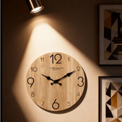 Horloge Murale Vintage Effet Grain de Bois (10 à 16 Pouces) – Horloge Silencieuse Sans Tic-Tac ni Trotteuse – Alimentation Pile AA – Décoration Rétro pour Salon, Cuisine, Chambre & Bureau – Idée Cadeau Pendaison de Crémaillère & Noël