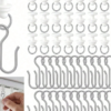 Lot de 60 Roulettes et Crochets pour Rail de Rideau au Plafond Blancs – Galets Coulissants Silencieux pour Séparateur de Pièce, Salon, Chambre, Douche & Salle de Bain – Accessoires de Fixation pour Rideaux & Voilages