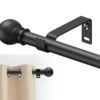 Tringle à Rideaux Ajustable Noire de Petit Diamètre – Ensemble de Tringle Extensible Élégante pour Porte Coulissante en Verre, Baie Vitrée, Patio, Cuisine & Chambre à Coucher