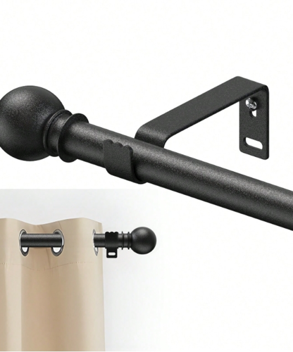 Rectangle 14 (46) Tringle à Rideaux Ajustable Noire de Petit Diamètre – Ensemble de Tringle Extensible Élégante pour Porte Coulissante en Verre, Baie Vitrée, Patio, Cuisine & Chambre à Coucher