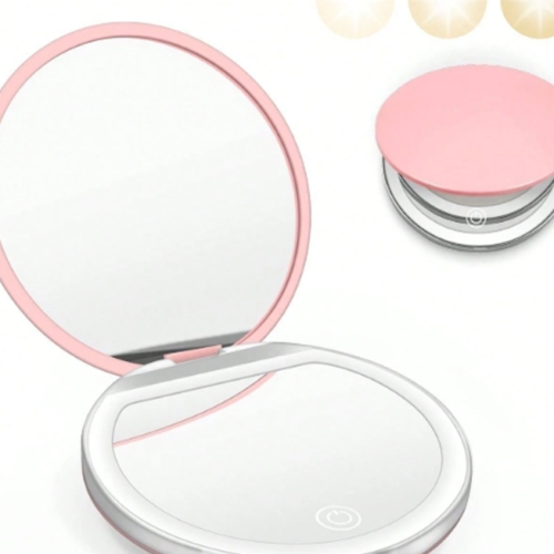Rectangle 26 (11) Miroir de Maquillage LED Portable et Rechargeable USB – Mini Miroir de Table & Voyage Pliable avec 3 Modes Lumineux, Variateur Tactile pour Coiffeuse, Chambre et Cadeau Saint-Valentin/Fête des Mères