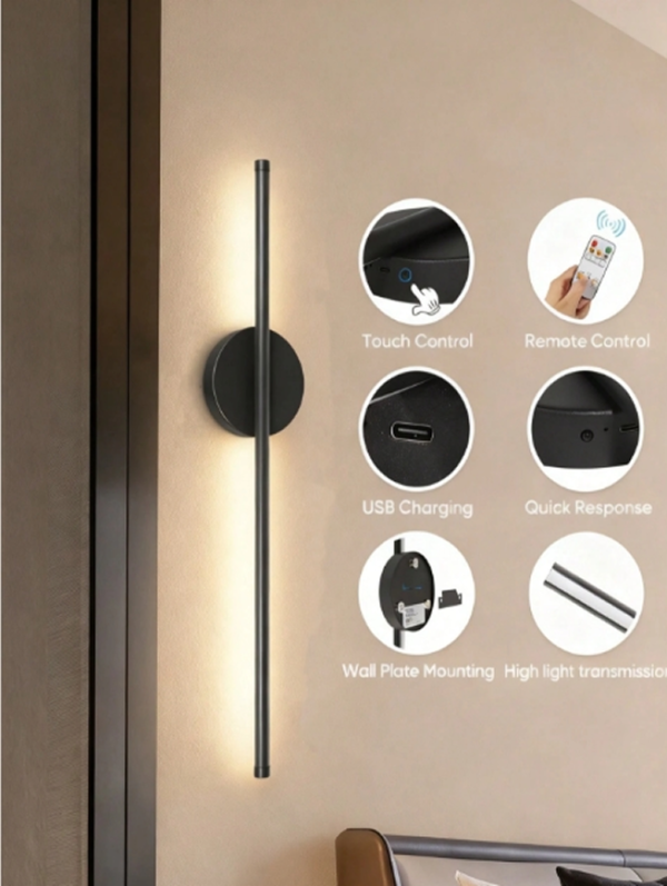 Rectangle 26 (37) Applique Murale LED Rechargeable Sans Fil Teckwe (50x80 cm) – Lampe Design Intérieur à Intensité Variable Illimitée avec Télécommande & Interrupteur – Éclairage Décoratif Grand Format pour Salon, Canapé, Chambre & Bureau