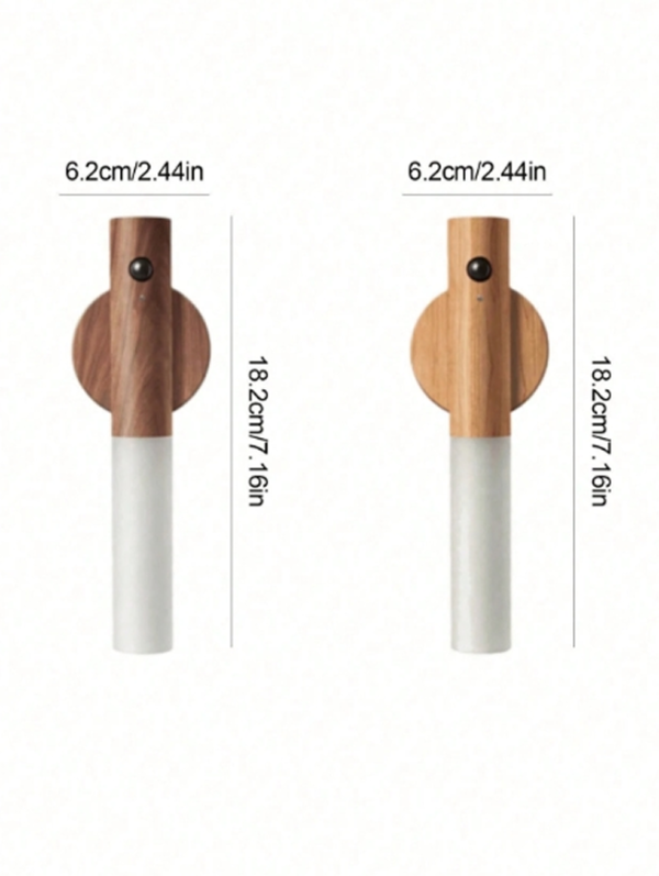 Lot de 2/3 Veilleuses à Détecteur de Mouvement en Bois – Appliques Murales LED Magnétiques & Rechargeables – Lampes Portables Sans Fil d'Intérieur pour Couloir, Escalier, Armoire, Placard & Chambre