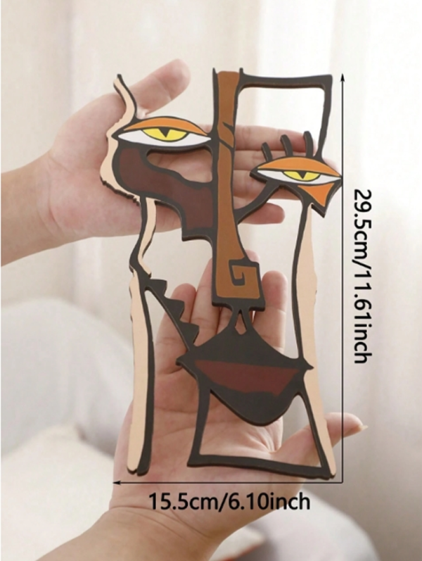 Rectangle 26 (9) Ensemble de 3 Tableaux Affiches Visages Abstraits Cubistes – Décoration Murale Géométrique Color Block & Line Art Bohème Style Mid-Century pour Salon, Chambre et Intérieur Moderne