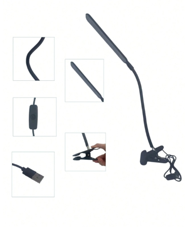 Lampe de Bureau LED à Bras Articulé & Col de Cygne Flexible – Lumière de Travail Protectrice pour les Yeux avec Interrupteur & Alimentation USB – Lampe d'Architecte Professionnelle pour Bureau à Domicile & Études