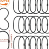 Rectangle 27 (44) Lot de 10/30 Crochets et Anneaux Décoratifs Ovals Anti-Rouille pour Rideau de Douche – Anneaux Pivoteurs en Métal Inoxydable pour Salle de Bain – Noir, Doré ou Argent