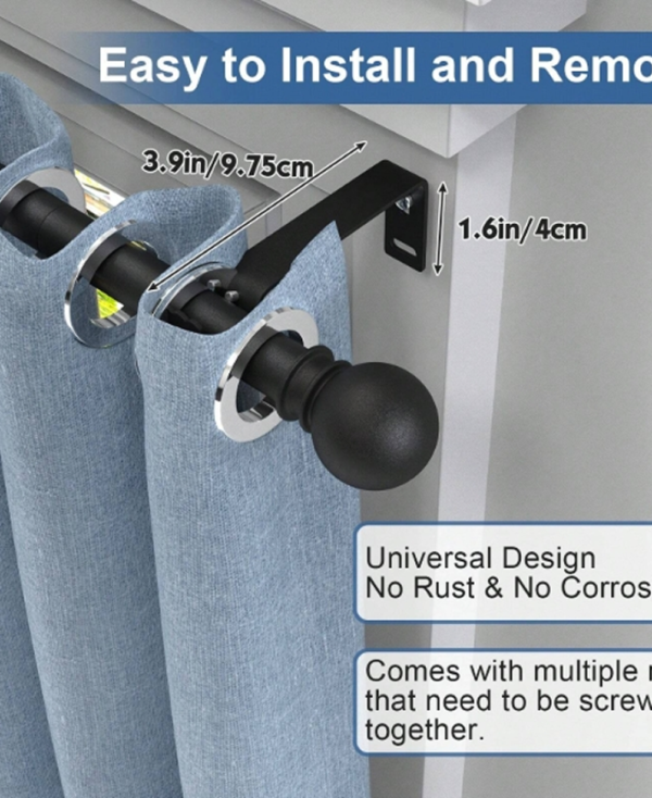 Rectangle 27 (46) Tringle à Rideaux Ajustable Noire de Petit Diamètre – Ensemble de Tringle Extensible Élégante pour Porte Coulissante en Verre, Baie Vitrée, Patio, Cuisine & Chambre à Coucher