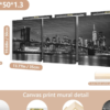 Ensemble de 3 Tableaux sur Canevas Encadrés et Tendus – Décoration Murale Paysage Urbain de New York & Pont de Brooklyn en Noir et Blanc, Art de Voyage Moderne pour Salon, Chambre et Bureau